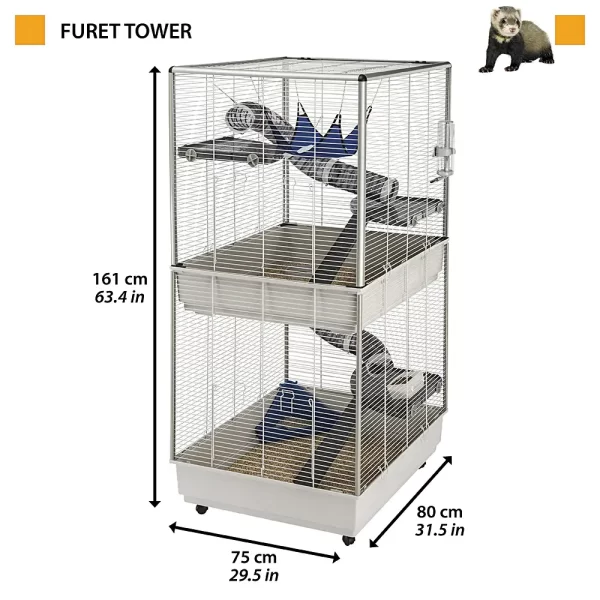 Ferplast Furet Tower двуетажна клетка за порчета 11