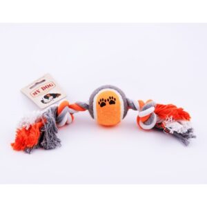 Играчка за куче от въже с тенис топка 31см